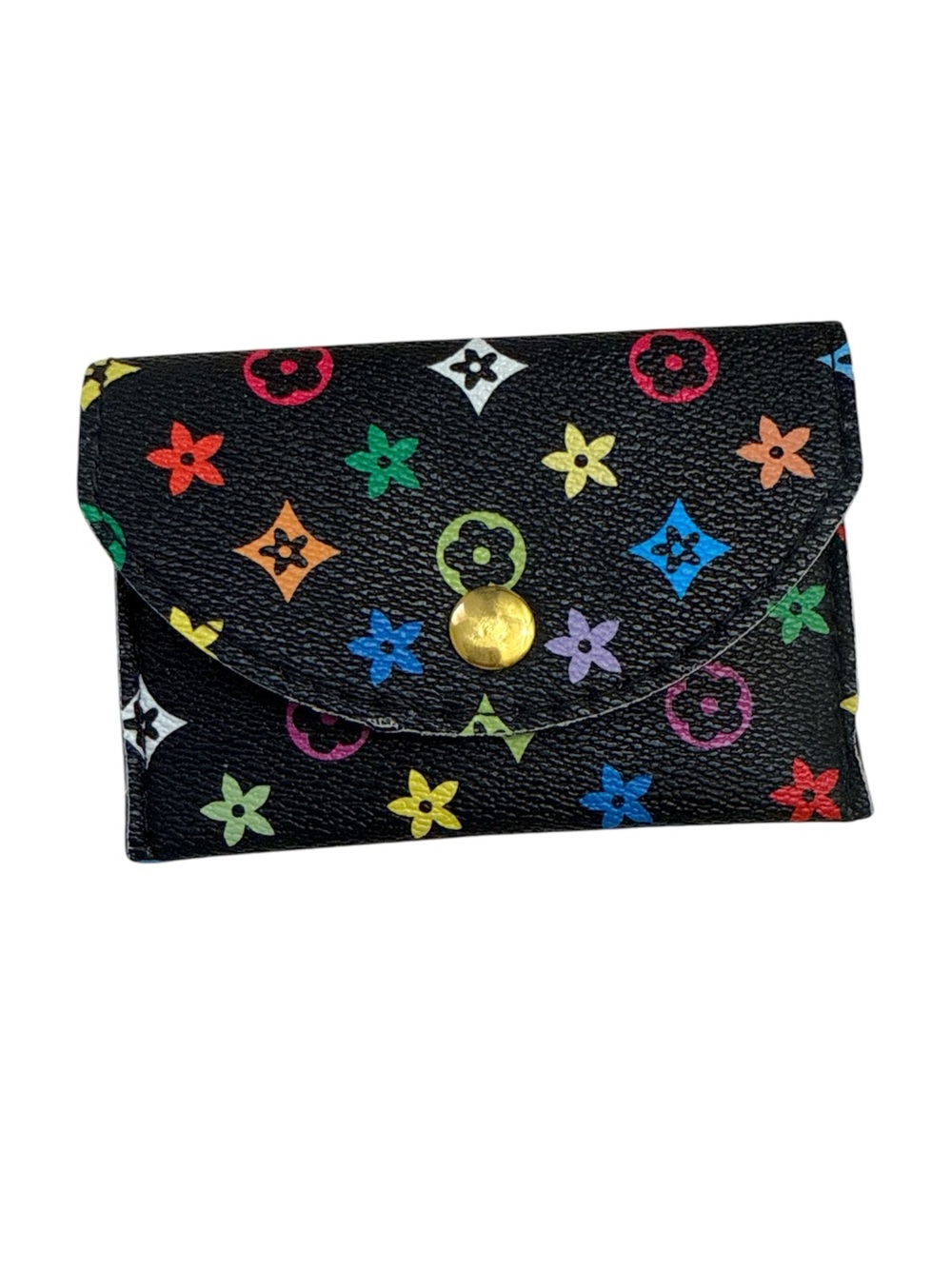 Fashion Multicolor Monogram Envelope Coin or Card Holder - Faux Leather